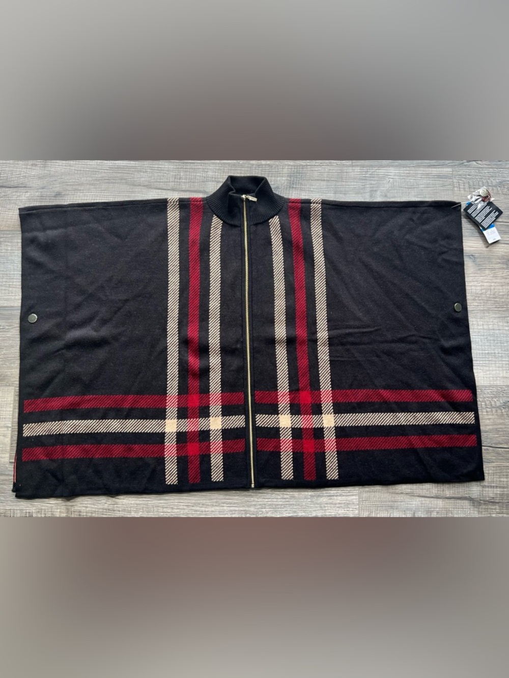 Black Label by Evan-Picone Womens Mock Neck Elbow Sleeve Zipper Cardigan